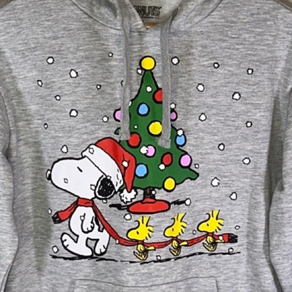 Snoopy Peanuts Charlie Brown Christmas Fleece Hoodie Pullover Sweatshirt Women - Picture 4 of 7